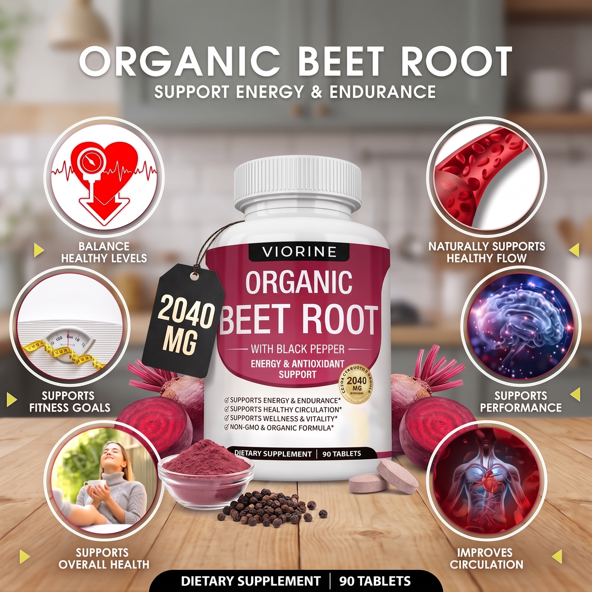Viorine Organic Beet Root with Black Pepper