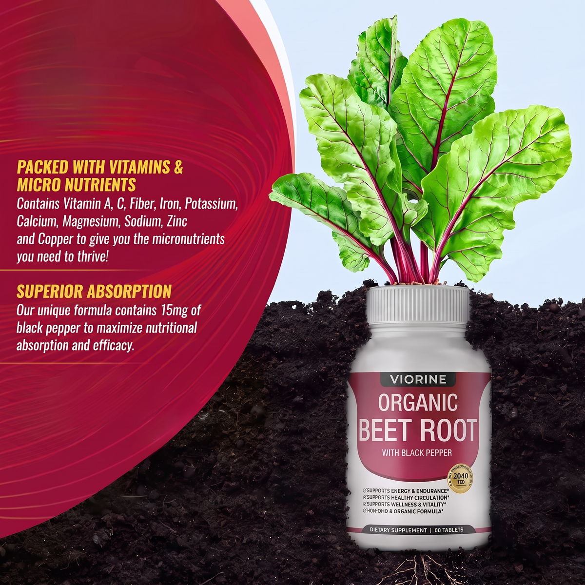 Viorine Organic Beet Root with Black Pepper